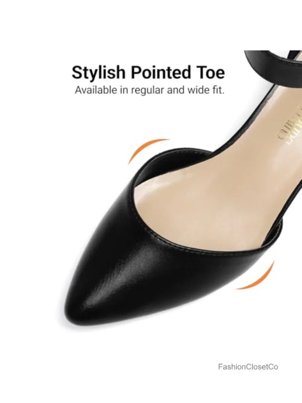 Pointed Toe Low Chunky Heel PU Pumps with Adjustable Buckle